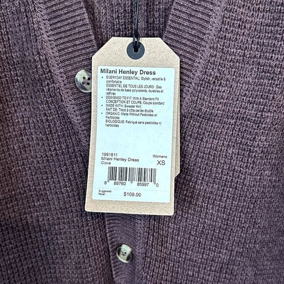 NWT Prana Milani Henley Dress in Clove - Size Extra Small - Picture 3 of 11